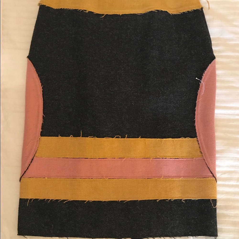 Paul Smith Gray Pink Yellow Stripe-Circle Skirt 46